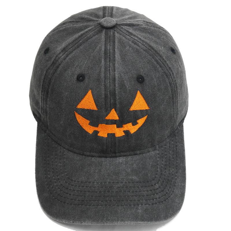 Cross-border Halloween Smiley Pumpkin Embroidered Vintage Baseball Cap - Unisex Casual Style