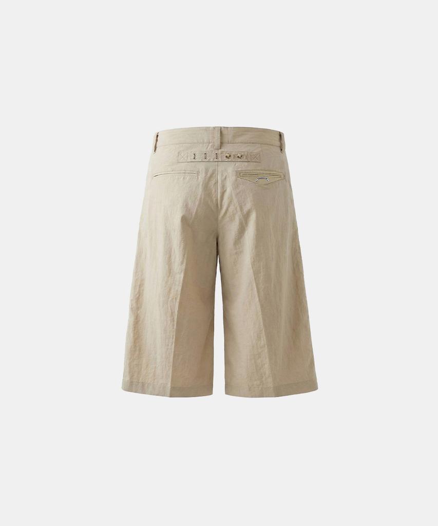 BADBLOOD Contour Pintuck Button Bermuda Culottes - Beige