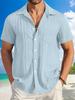 Men's Summer Striped Color Block Shirt, Slim Fit Short Sleeve Business Casual Dress Shirt, Fashion Formal Top
