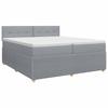 Box Spring Bed with Mattress Light Gray 200 X 200 Cm Fabric