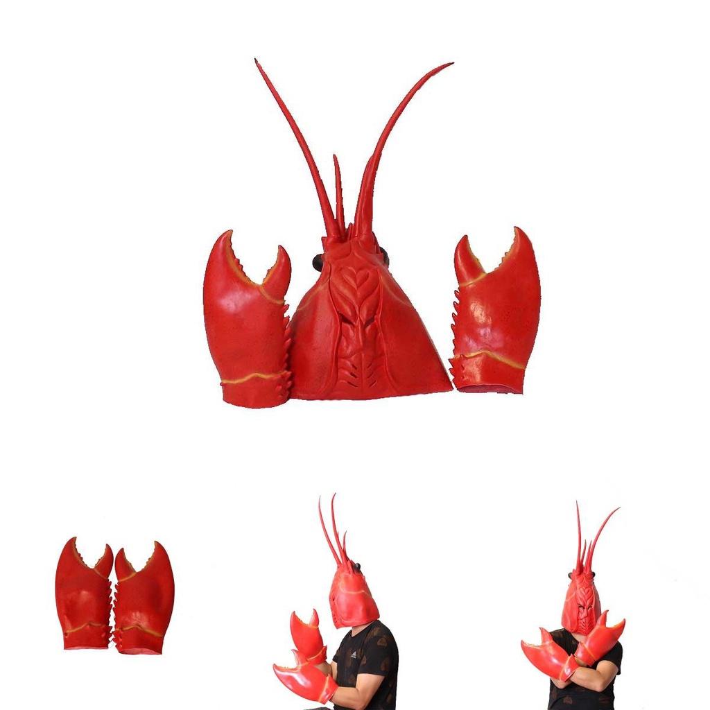 Dragon Lobster Head Mask Creative Latex Gloves For Stage Performance Festive Cosplay Accessories