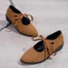 Fashion 2024 New Shallow Mouth Single Shoe Women's Flat Bottomed Casual Pointed Lace Up Loafers
