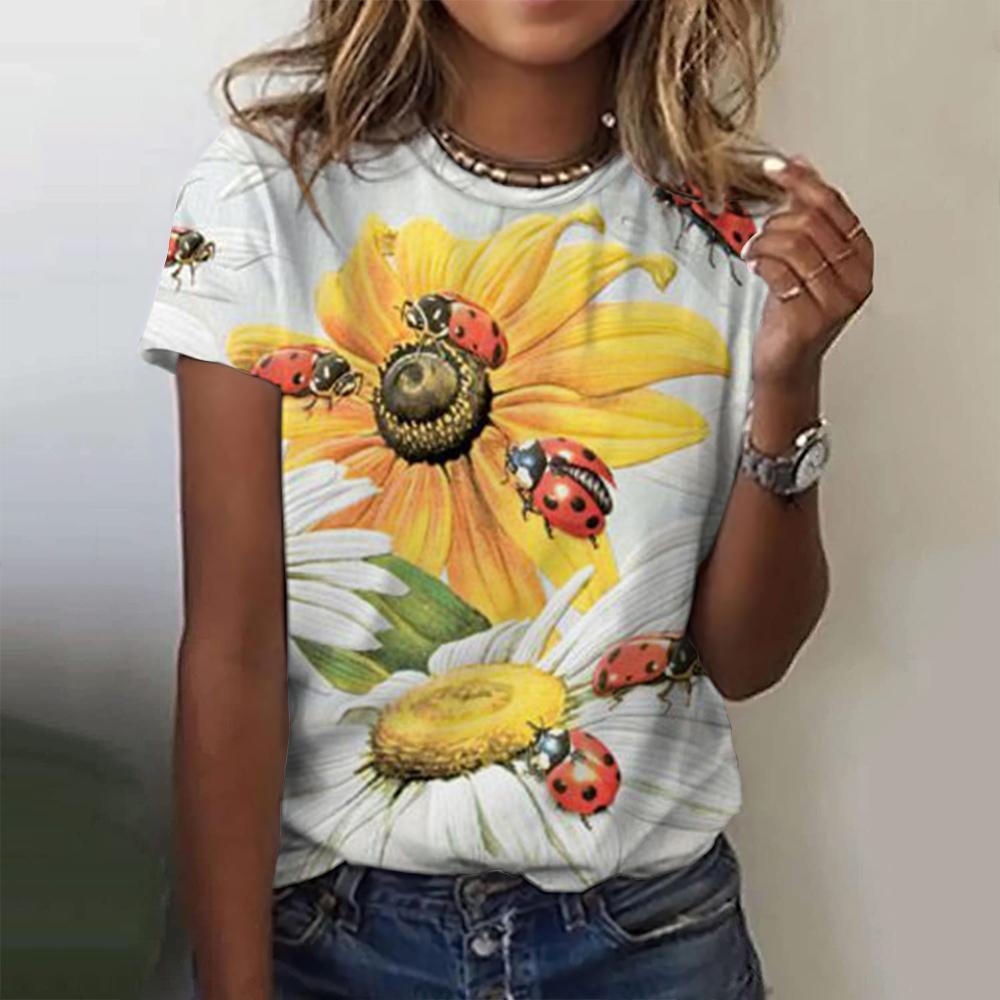 2025 Cute Animal 3d Worm Printed Women's Shirt Short Sleeve Casual Harajuku Fashion T-Shirt Street Plus Size Women's T-Shirt Top