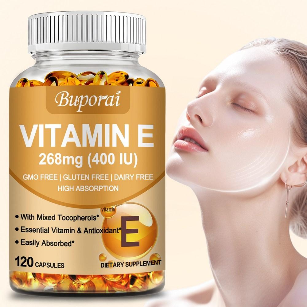 Vitamin E Softgel Capsules 400 IU Skin Brightening, Anti-Aging, Immune System Support, Antioxidant Health Supplement 1 Pcs 120 Tablets