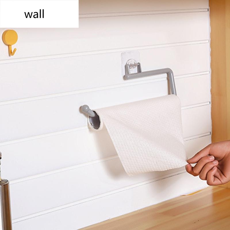 Toilet Paper Holder Wall Mounted Tissue Roll Dispenser Under Cabinets Plastic Wrap Holder Towel Hanger Waterproof