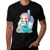 Playful Isometric Mermaid By The Sea Tshirt Work Wear Short Sleeve Tshirt