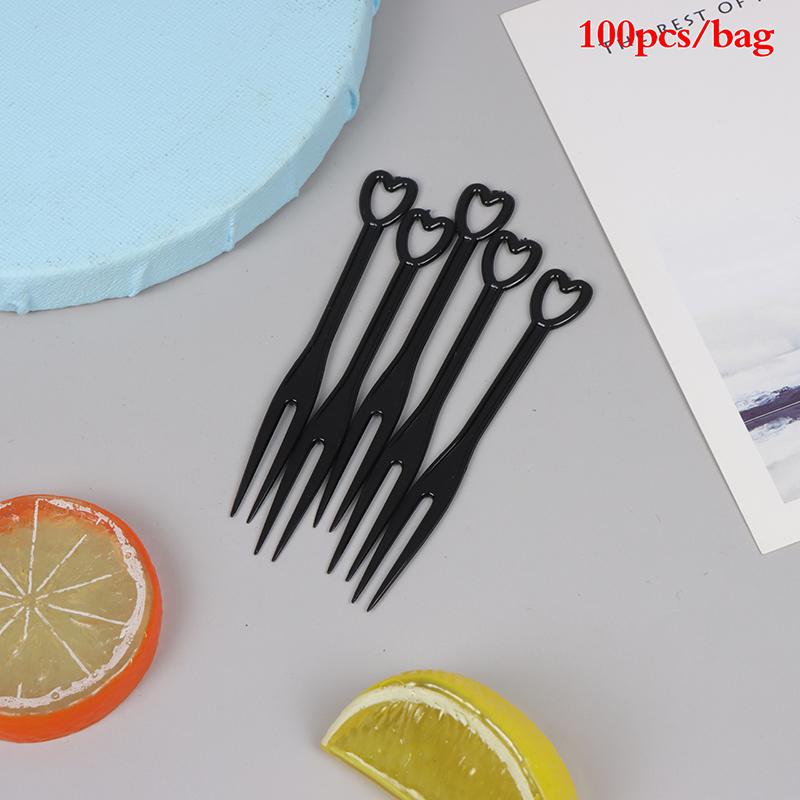 100 Stück/Beutel Obstgabel Mini Klar Einweg-Plastikgabeln Für Party BBQ Spieße Picks Spieß-Set Heimessen Essen Kuchen