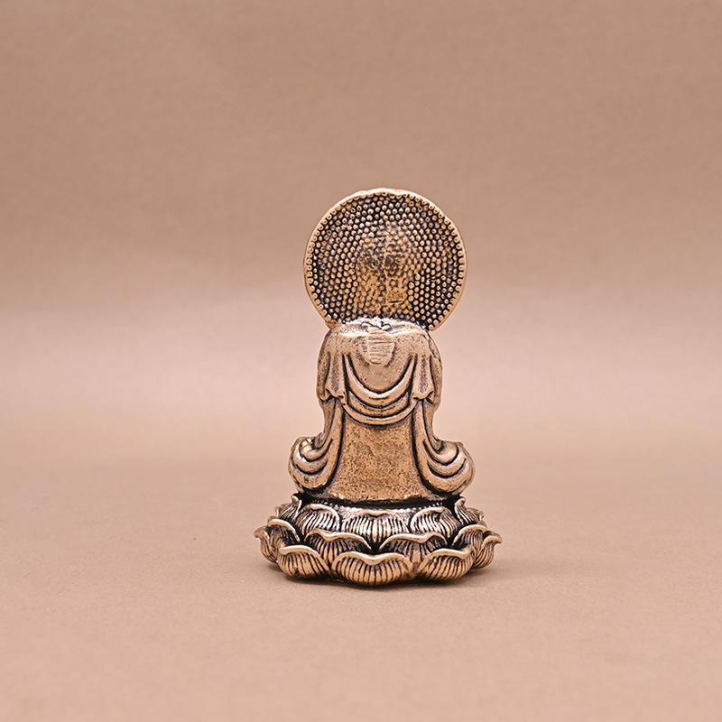 Mini Massief Messing Guan Yin Boeddha Kleine Ornamenten Vintage Koperen Boeddha Beeldje Miniature Beeldjes Handwerk