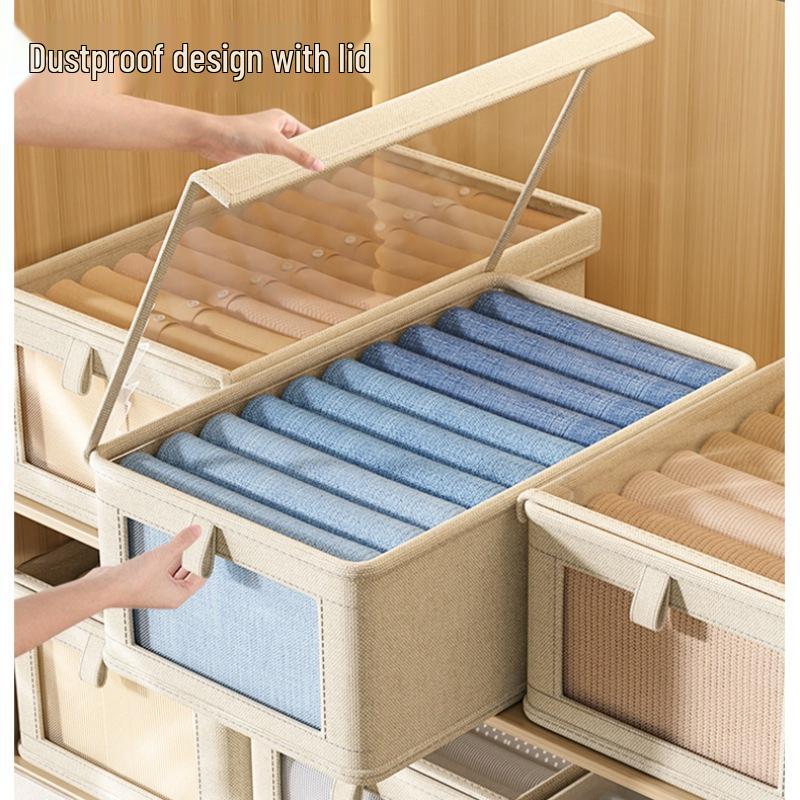 Sichtbare Stoff Kleideraufbewahrungsbox mit Deckel zur Schrank- und Hosenorganisation