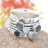 925 Sterling Silver, Multi Gemstone Ring, Handmade Spinner Ring, Boho Jewelry, Designer Ring, Statement Ring. Spinner Band