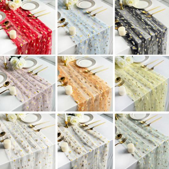 Tulle Daisy Table Runner Spring Floral Table Runner Rustic Flower Table Runner for Wedding Baby Shower Birthday Party Farmhouse Decor