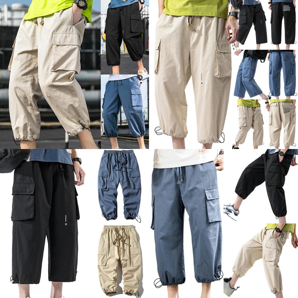 Ontspannen Pasvorm Heren Capri Korte Broek Met Verstelbare Enkels Voor Casual En Strandkleding