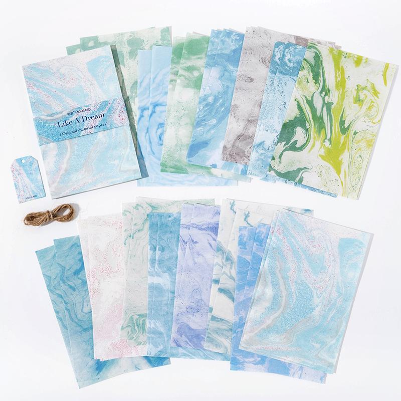 30 Pcs Water Texture Vintage Material Paper Decorative Diary Album Scrapbooking Handmade Scrapbooking Background Paper