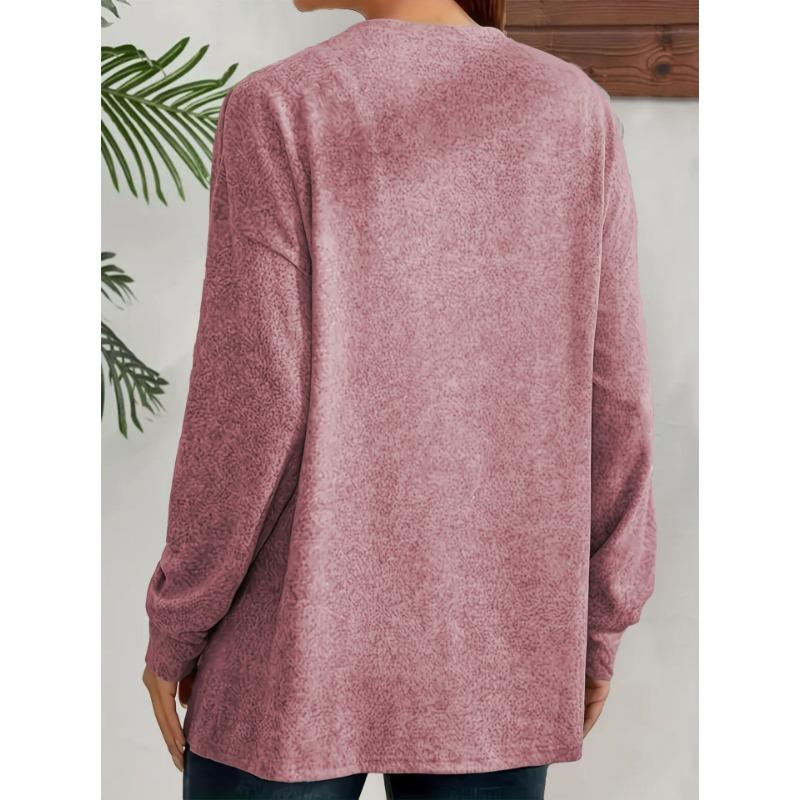 DAFIFY Women's Fashion Casual Fall Winter Solid Color Print Long Sleeve Sweaters