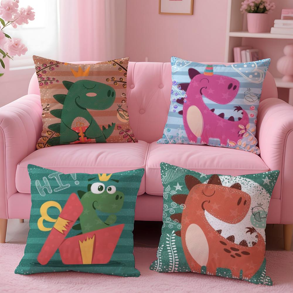 Cute C-Cartoon D-Dinosaur Cushion Cover Comfortable Reversible Pillow Cover Ideal for Car Sofa Bedroom & Beyond