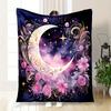 "Enchanted Celestial Crescent Moon Wall Art Print"Blanket Flannel Throw Blanket for Sofa, Bed, Travel, Camping, Office