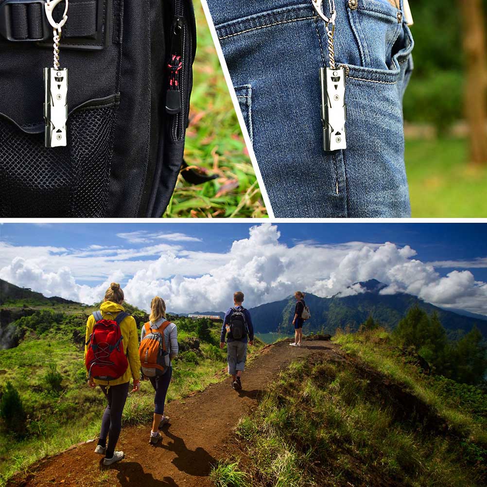 Emergency Survival Whistles Double Tubes High Decibel Whistle with Keychain for Camping Hiking Outdoor Sports