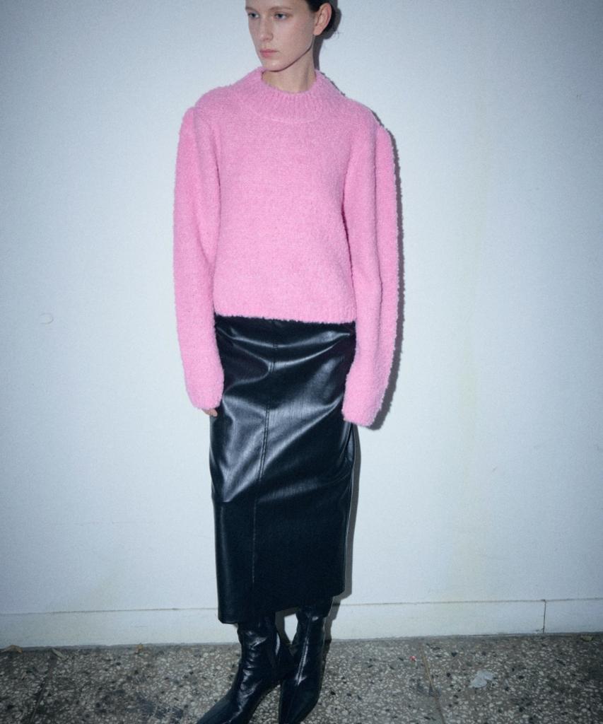 Owaiwai Boucle Half-Neck Wool Knit_Pink