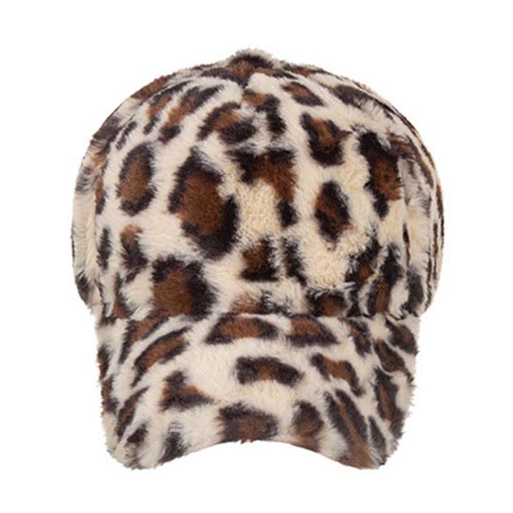 Autumn Winter Women's Warm Leopard Print Hat Fashion Casual Plush Baseball Cap Cute Furry Hat Women.