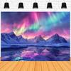 Northern Lights Background Arctic Snow Mountain and Northern Lights Scene Spring and Summer Holiday Decoration