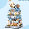 Latest Panda Pet Zoo Coffee Shop Store Fold Street View Shop Food House Construction Blocks Kit Girls Blocks Model Kids Plaything Children
