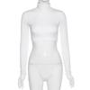 T-shirt à col roulé pour femme, gaine basique, couleur unie, extensible, décontracté, sous-vêtement féminin, assorti avec tout, pour activités de rue, hauts courts, automne