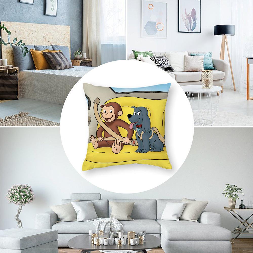 George Het Nieuwsgierige Aapje Kussensloop Kort Pluche Sofa Decoratief Cadeau Huis Dubbelzijdig Bedrukt Kussen