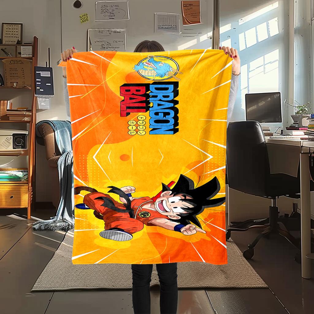 1 buc. Pătură din flanelă cu imprimeu Son Goku, Calitate înaltă, Pentru toate anotimpurile, Decor pentru casă, Căldură și confort, Perfectă pentru cadouri de Crăciun