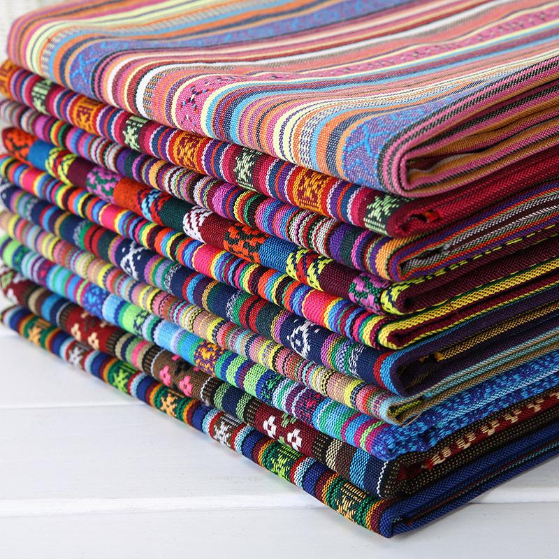 100x150cm Etnisk Stil Bomulls Lin Stoff Tekstil Lappeteppe Sofatrekk Pute Hotell Bar Duk Gardiner Dekorasjon Håndverk