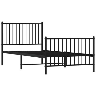 Metal Bed Frame with Headboard and Footboard Black 90x200 Cm