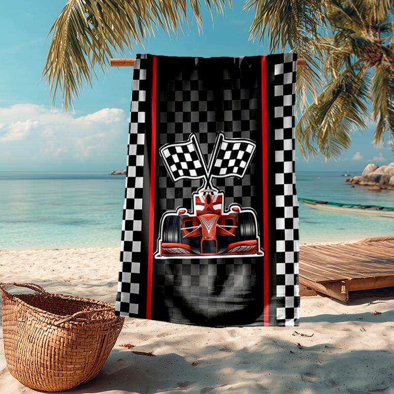Ultrazachte Strandhanddoek met Racethema, Ideaal voor Zwembad - Kamperen, Duiken - Perfect Reis Essentieel, Levendige Strandhanddoek.