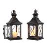 TRIROCKS Set di 2 Portacandele, Altezza 27cm, Lanterna Portacandele in Metallo, Stile Antico, con Vetro Resistente al Calore, Stile Retrò, Illuminazione Indiretta Elegante, P