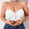 Women Strapless Front Closure Bandeau Bra Boneless Seamless Push Up Crop Top Bralette