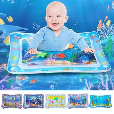 1pcs Water Sensory Play Mat Thickened Inflatable Water Mat for Cat and Dog Pet Playmat with Fish Sea Ocean Theme Sensory Toy Water