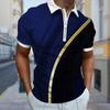 Cămașă pentru bărbați Polo Casual Fermoar Mânecă scurtă Moda Casual Fermoar Vară Primăvară Regular Fit Cămașă cu imprimeu 3D cu îmbinare în două tonuri