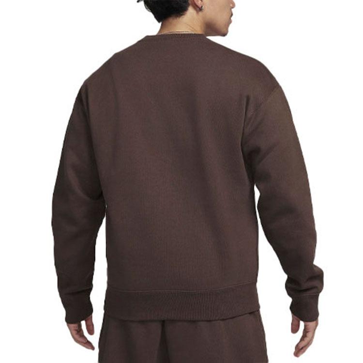 Nike Solid Color Logo Crew Neck Sweatshirt Men Tops Brown DX1362-237