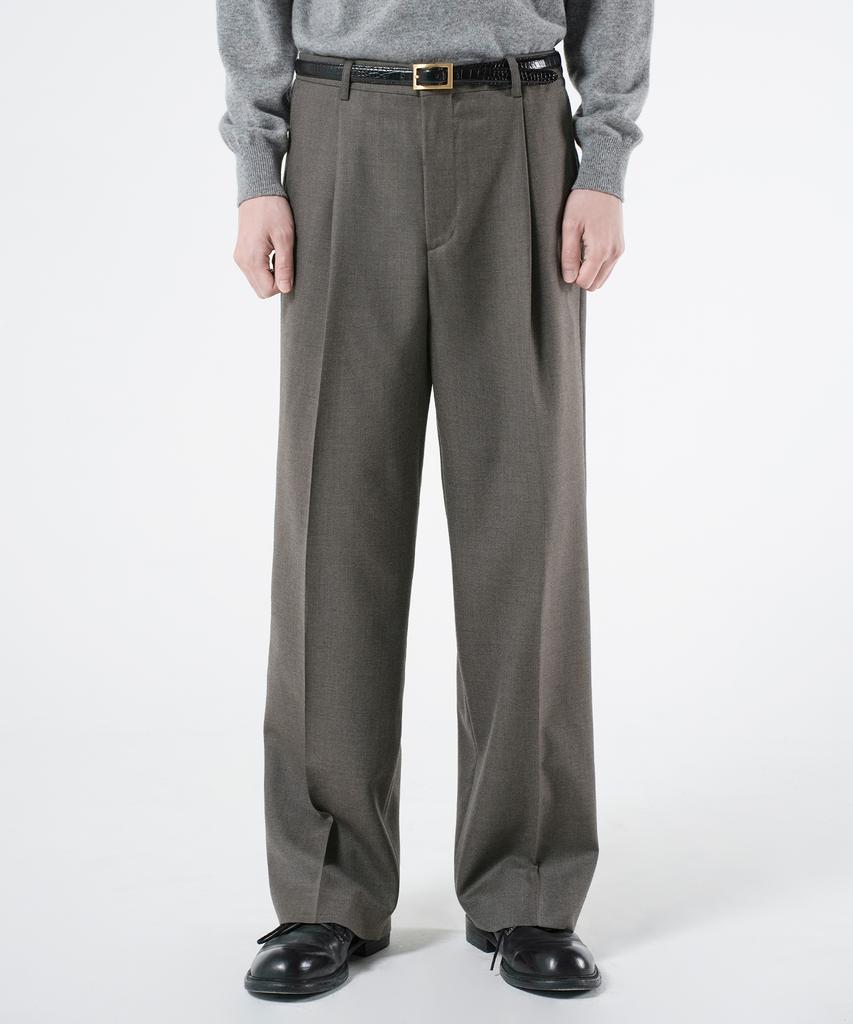 Beulaendideu Wool One Tuck Wide Slacks [Charcoal Brown]