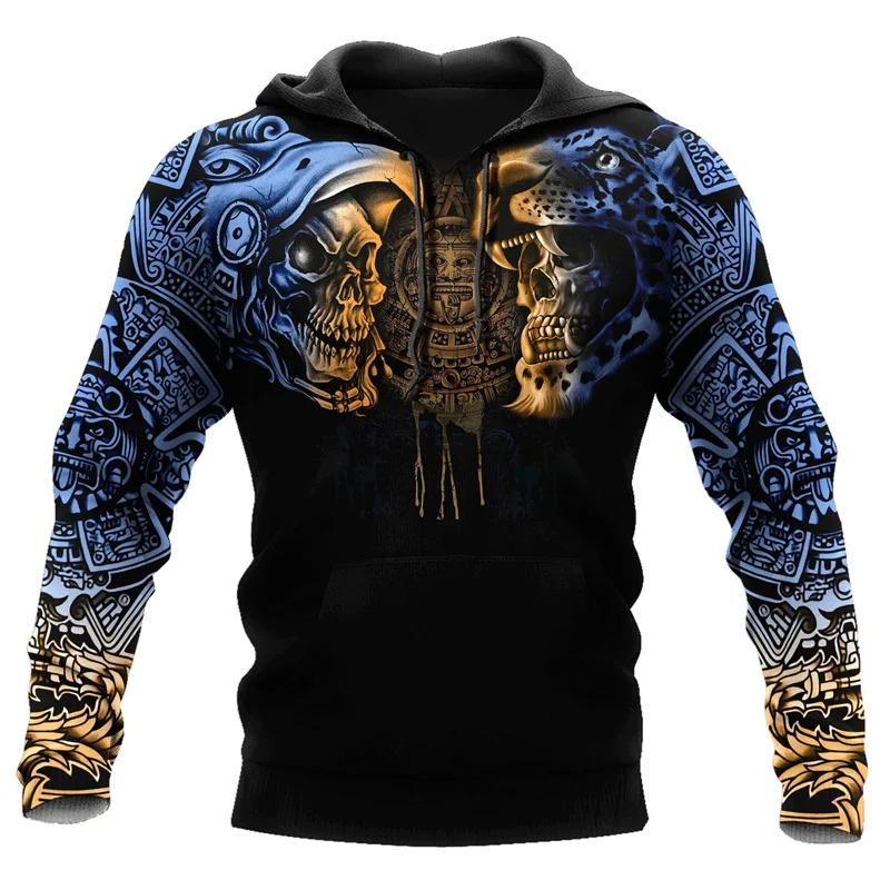 Mexiko Aztécká Mikina 3D Tištěná Vintage Mexický Totem Mikina Pánské Oblečení Dlouhý Rukáv Outdoorové Sporty Pulovr Mikiny Kabát