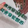 12Grids 3D Sapphire Blue Nail Art Rhinestones Multi-Shapes Flatback Glass Diamond Nail Charms DIY Crafts Clothes Nails Accessory
