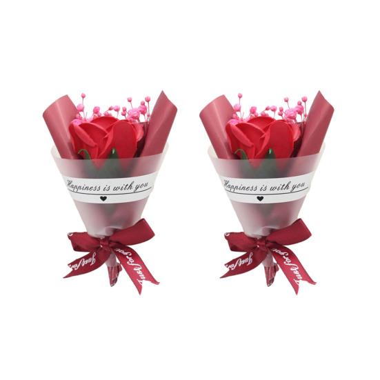 2 Pcs Mini Dried Flower Bouquet Artificial Rose Natural Gypsophila Floral Bouquet for Photo Props DIY Craft Home Wedding Party Decor