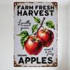 Vintage Farm Fresh Harvest Metal Tin Sign Rustic Locally Grown Sweet & Juicy Organic Apples Wall Decor for Home Bar Cafe Restaur