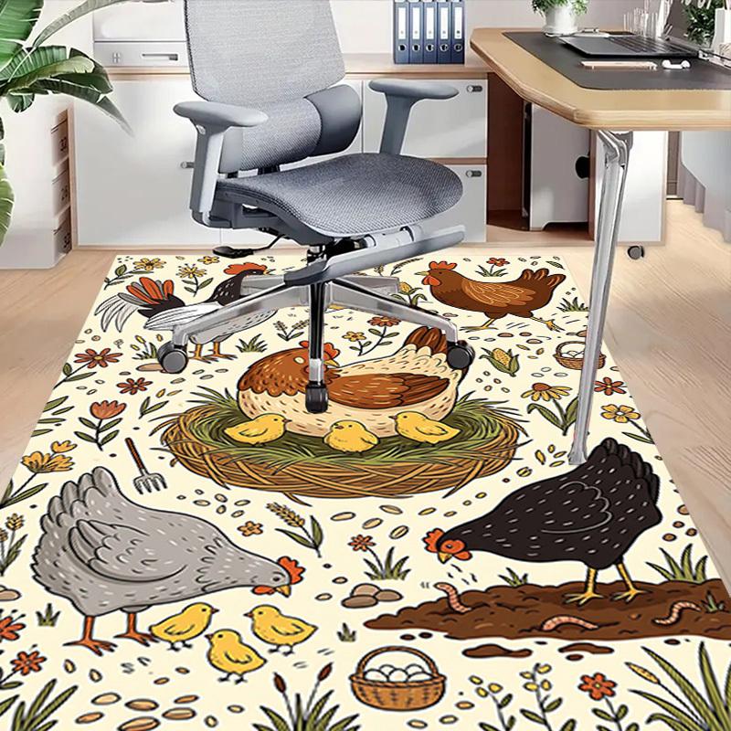 1PC Farm Chickens Non-Slip Floor Carpet, Office, Family, Bedroom, Studio - Large Area Rug, Vibrant Colors, Longlasting Material-X445