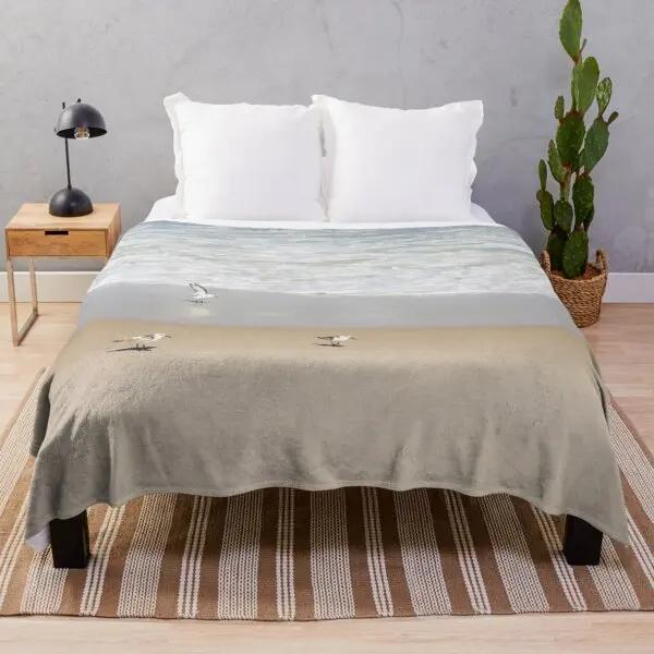 Beach Landscape Sunset Flannel Throw Blanket King Queen Size for Sofa Couch Bed Super Soft Warm Lightweight Good Gift for Teens
