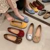 Gentle Ballet Flats Bow Shallow Mouth Single Shoes Spring and Summer New Large Size Soft Sole Beanie Shoes Women