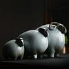 Y Ceramic Animal Sheep Family Ornaments Lucky Gift for New House Home Living Room Porch Office TV Cabinet Desktop Art Decoration