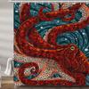 Octopus Shower Curtain for Bathroom Cool Ocean Nautical Red Kraken Fabric Shower Curtains Set Trippy Funny Restroom Decor