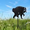 Backyard Landscape Decorations Raccoon Metal Garden Stakes, Outdoor Black Silhouette Yard Sign, Bed Ground Stakes Decorative Animal Lawn Art