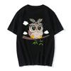 Cartoon Owl Print T Shirt Women Kawaii Graphic Shirts Casual Short Sleeved Black FeUnisex Tee Oneck Harajuku Tshirts