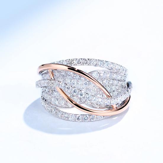 Gran buena mano de obra, todo combina con diamantes de imitación individuales, anillo de boda romántico, joyería de novia para mujer