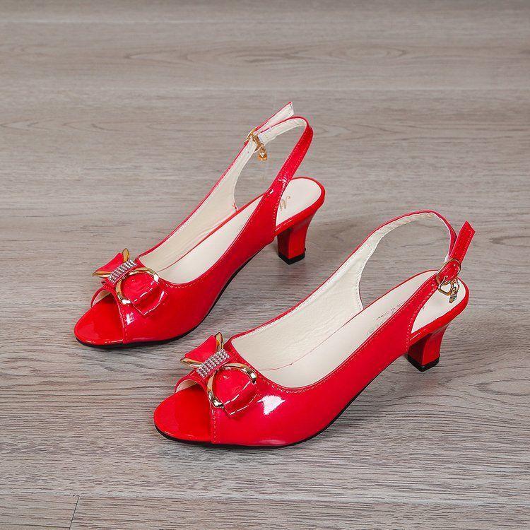 Summer Sandals Women's Bow New Mid Heel Shoes Shallow Fashion Shoes
